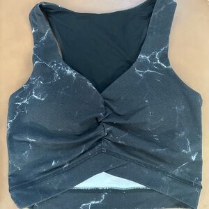 Buffbunny Black Marble Print Twist-Front Women's crop top Size small